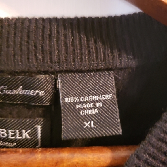 Men’s W.H Belk Black V-neck 2 Ply Cashmere Sweater Size XL - Picture 4 of 5